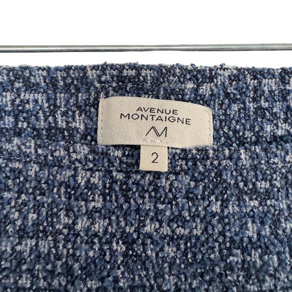 Avenue Montaigne Brigitte Blue Tweed Cropped Straight Leg Stretch Trousers Sz 2 - Picture 5 of 10